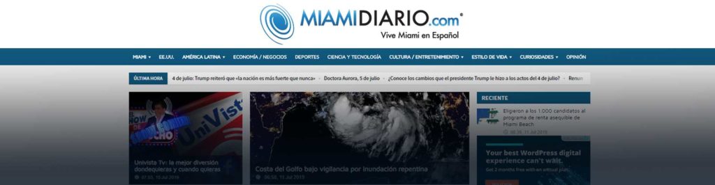 Photo of the Miami Diario site featuring an article from injury lawyer Jany Martinez-Ward