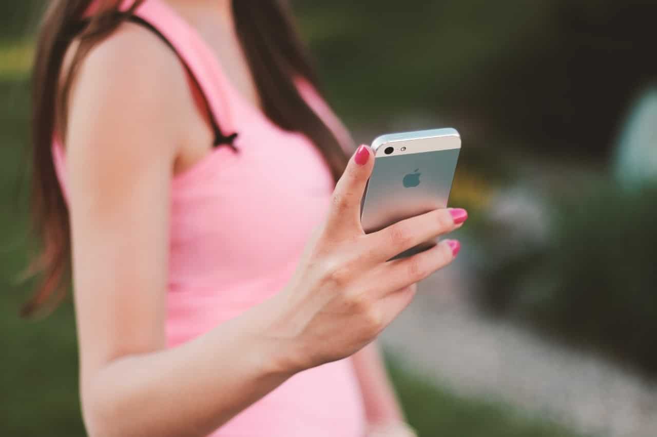 A woman using a smartphone