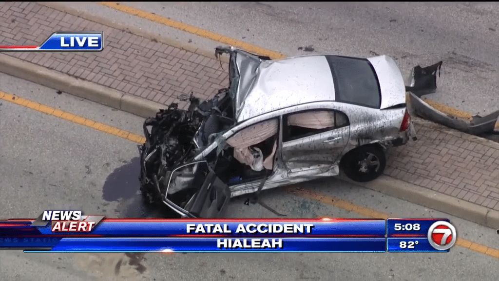 Hialeah Fatal car accident shot from local news