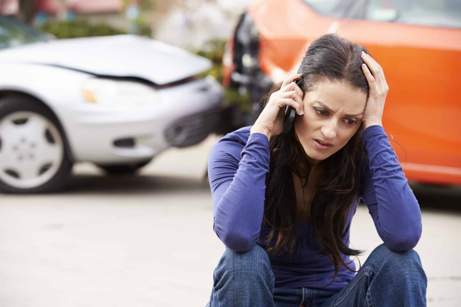 Female,Driver,Making,Phone,Call,After,Traffic,Accident