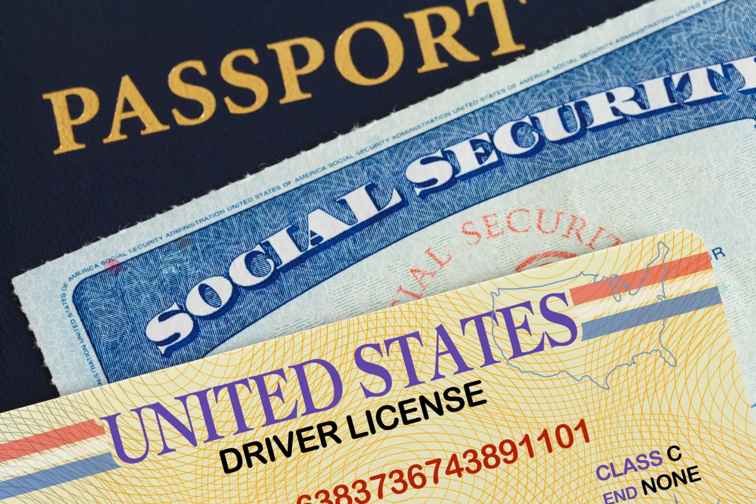 social security card, password, and drivers license