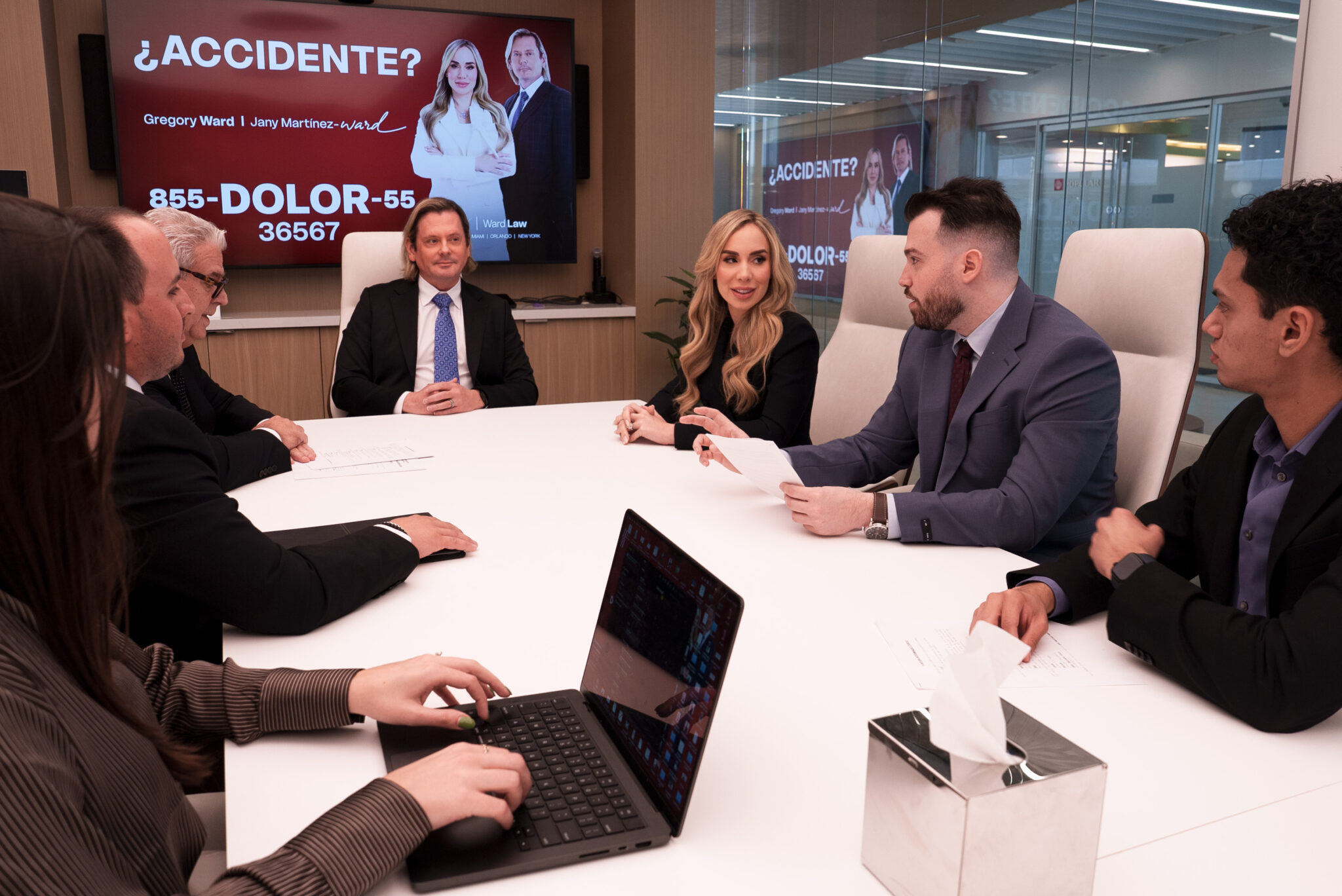 Ward Law legal team meeting at their Orlando office